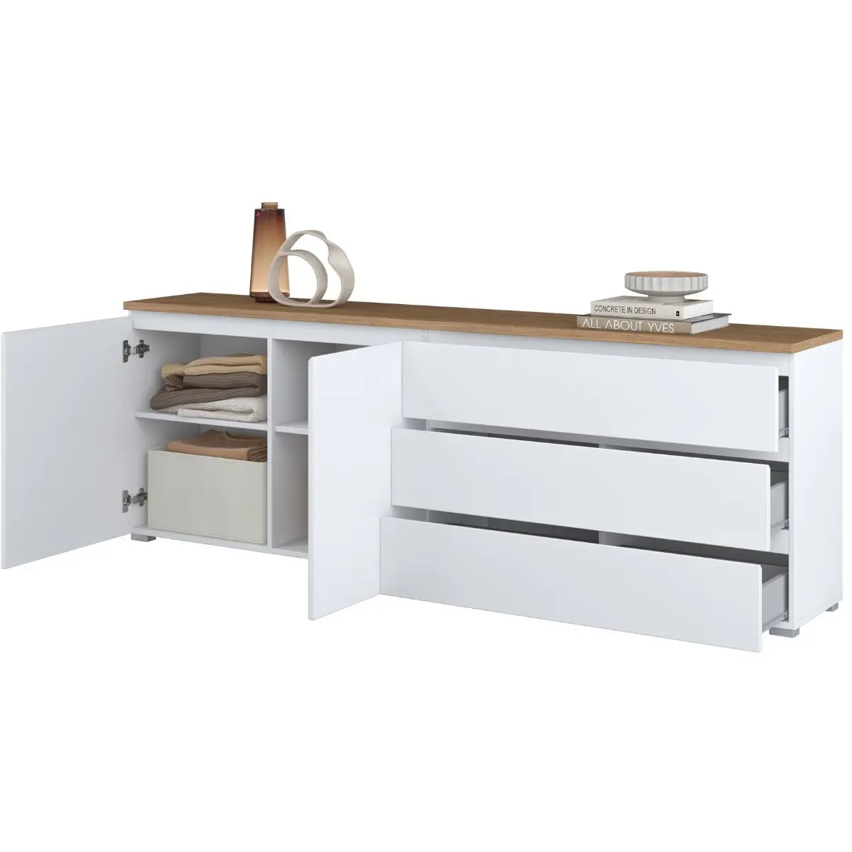 Тумба РТВ Helvetia 247VOJ28 (White/Mauvella Oak) - 4