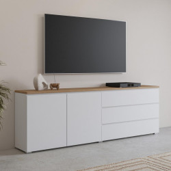 Тумба РТВ Helvetia 247VOJ28 (White/Mauvella Oak) Thumb