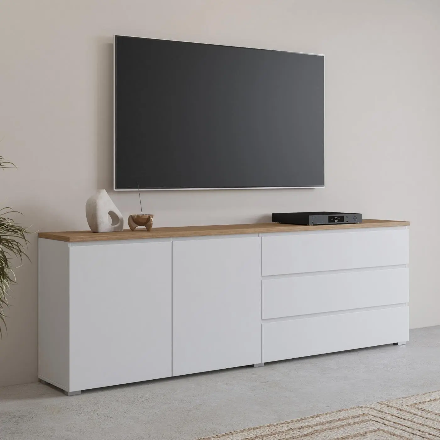Тумба РТВ Helvetia 247VOJ28 (White/Mauvella Oak) - 5