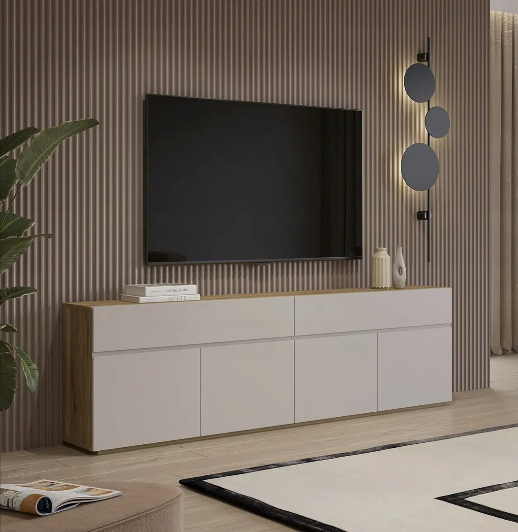 Tumba pentru TV Helvetia 24MKOM25 (Mauvella Oak/Cashmere)