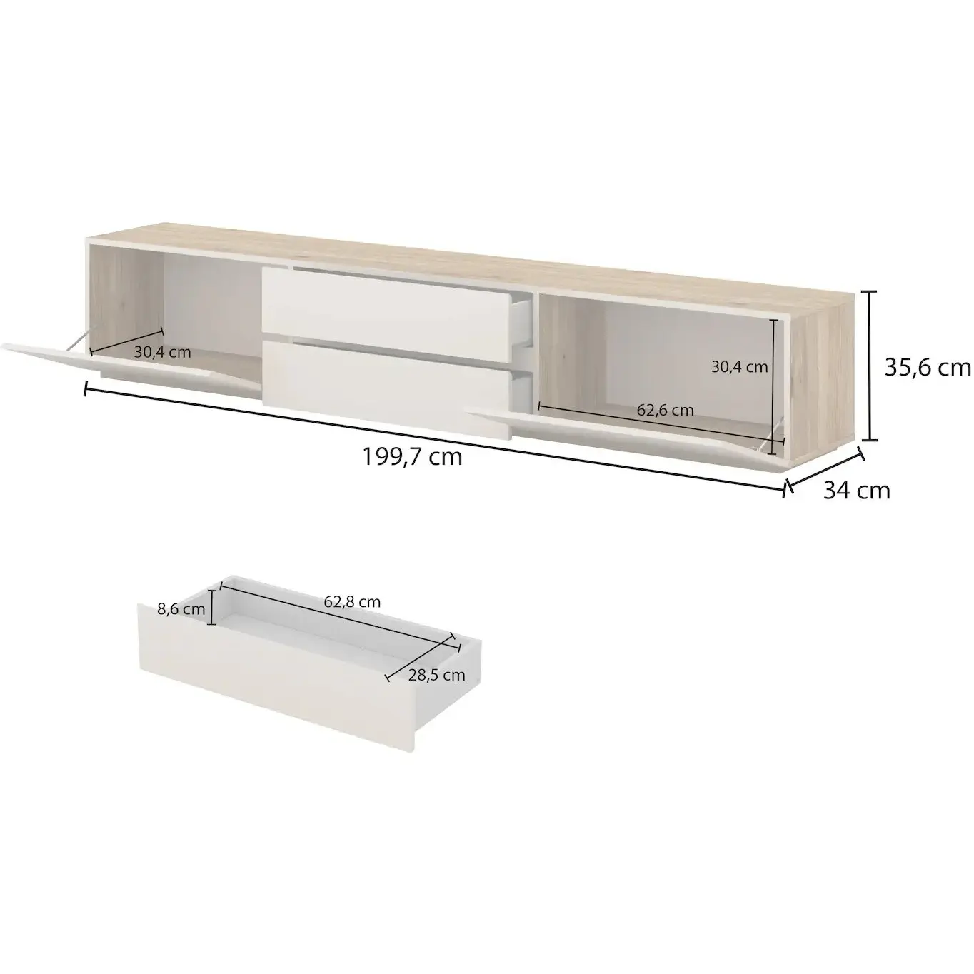 Tumba pentru TV Helvetia 24MKOM39 (Mauvella Oak/Cashmere) - 6