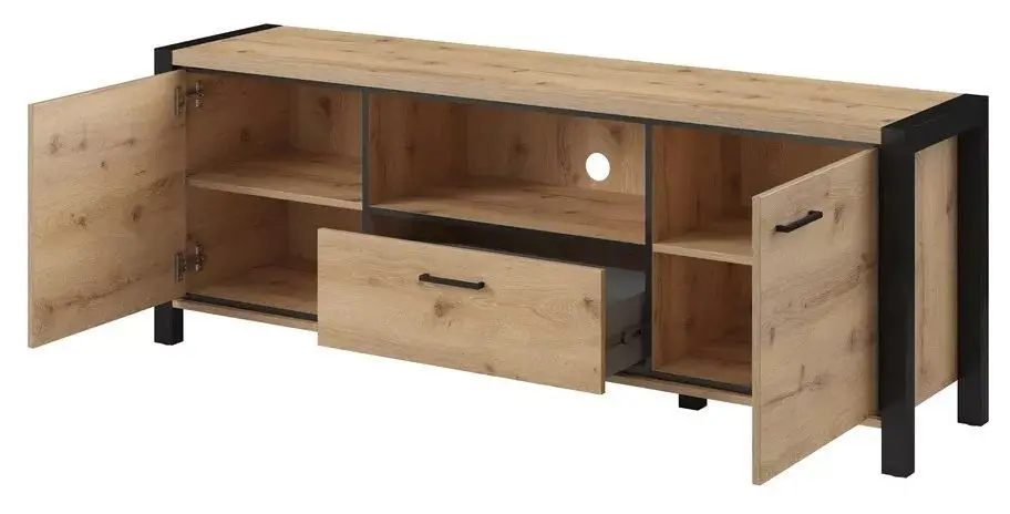 Tumba pentru TV Helvetia Aktiv №41 2D1S (Taurus Oak/Black Matt)