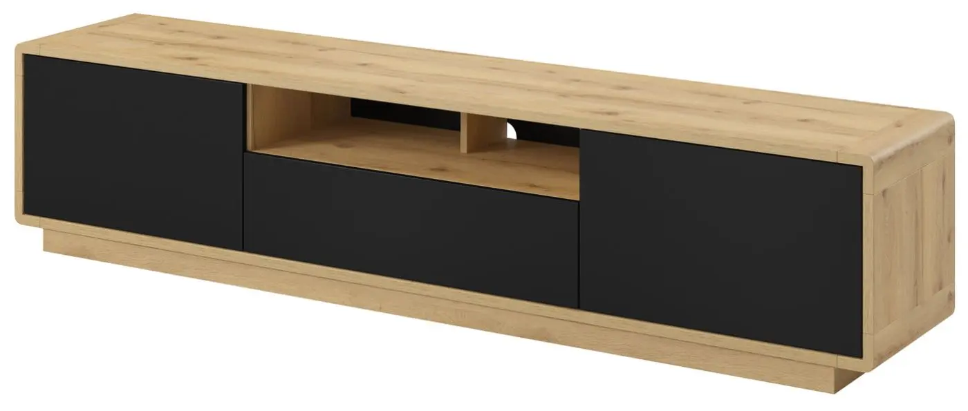 Tumba pentru TV Helvetia Aston №40 2D1S (Black Matt/Taurus Oak)