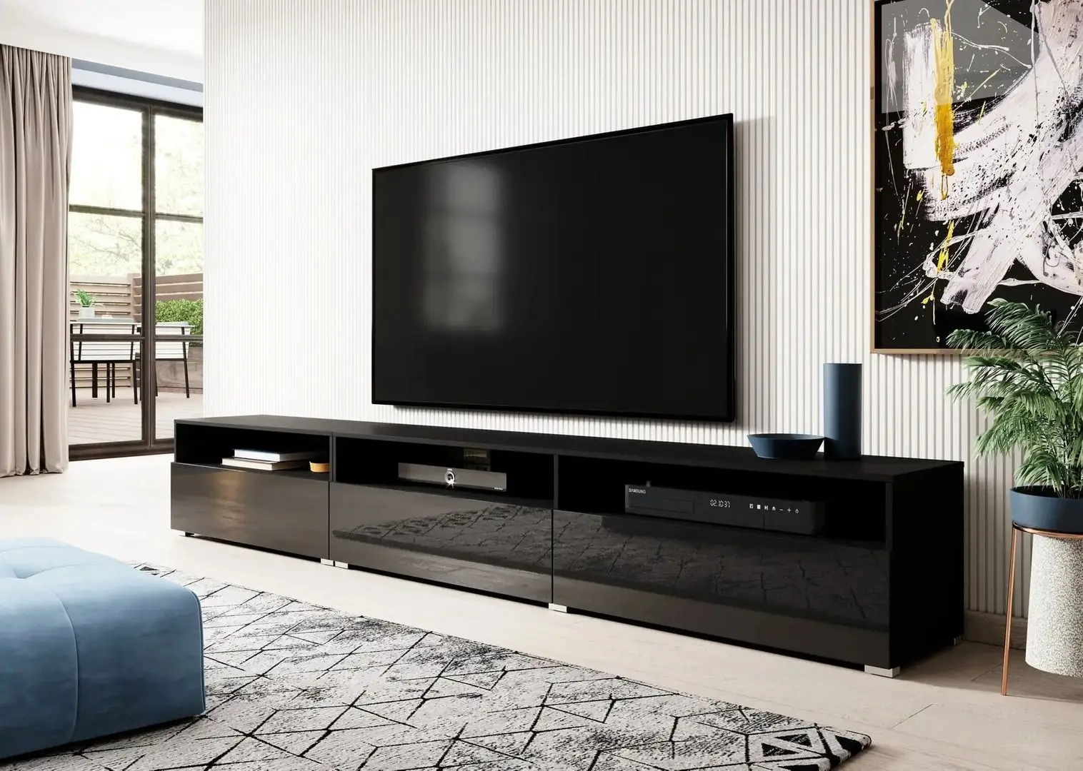 Tumba pentru TV Helvetia Athens №40 3KL (Black Matt/Black Gloss)
