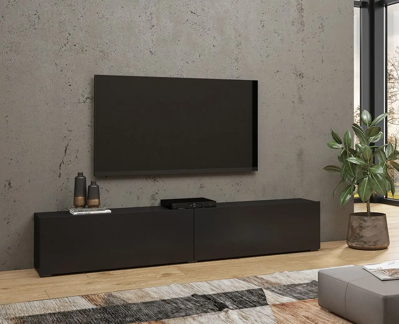 Tumba pentru TV Helvetia Ava №40 (Black/Wotan Oak)
