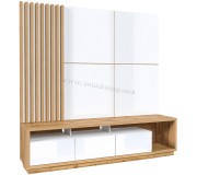 Tumba pentru TV Helvetia Celine 24NALR09 2.0 (White Gloss/Wotan Oak)