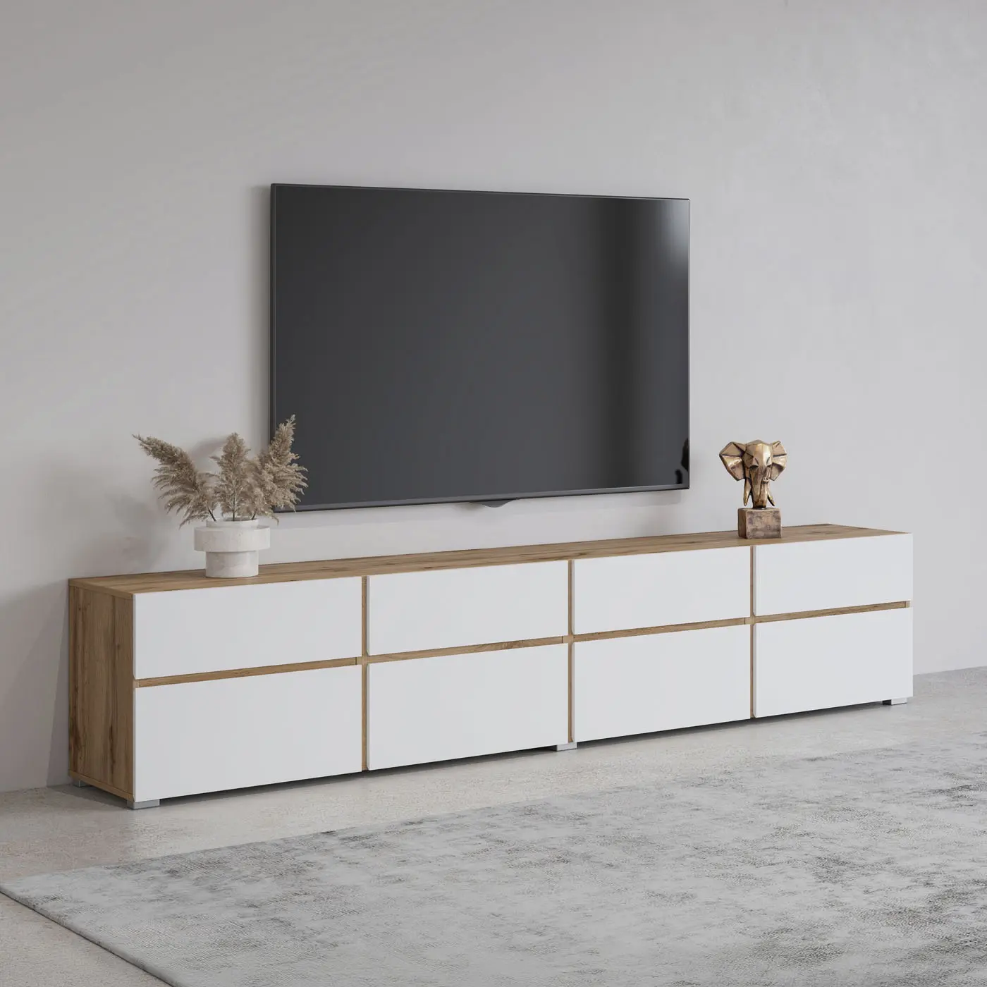 Тумба РТВ Helvetia Cross 24N9MY40 (Wotan Oak/White) - 5