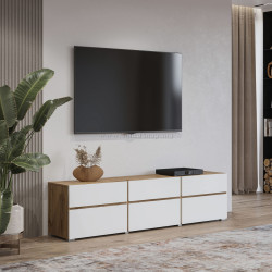 Tumba pentru TV Helvetia Cross 24N9MY41 (Wotan Oak/White)