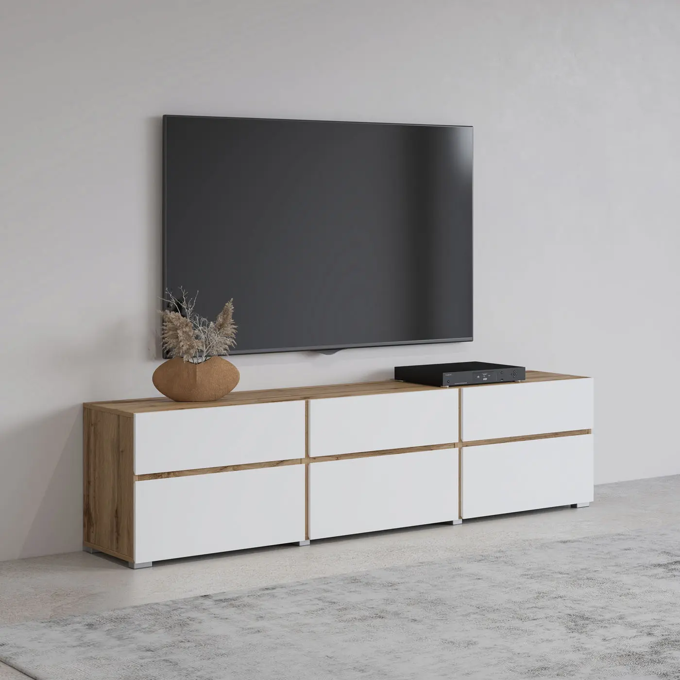 Tumba pentru TV Helvetia Cross 24N9MY41 (Wotan Oak/White)