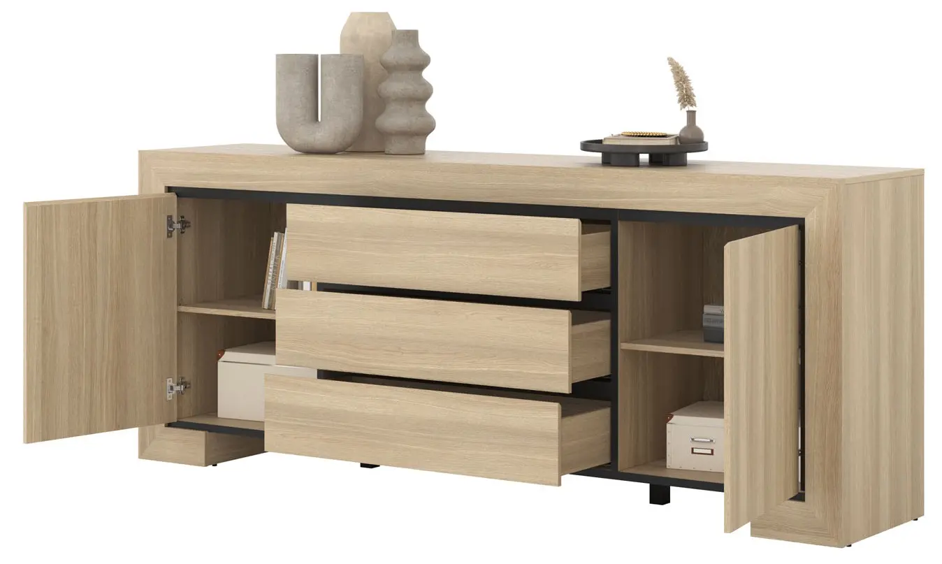 Tumba pentru TV Helvetia Cuba II 24DEOC25 (Elegant Oak/Black)