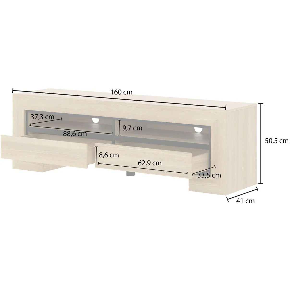 Tumba pentru TV Helvetia Cuba II 24DEOC40 (Elegant Oak/Black) - 6