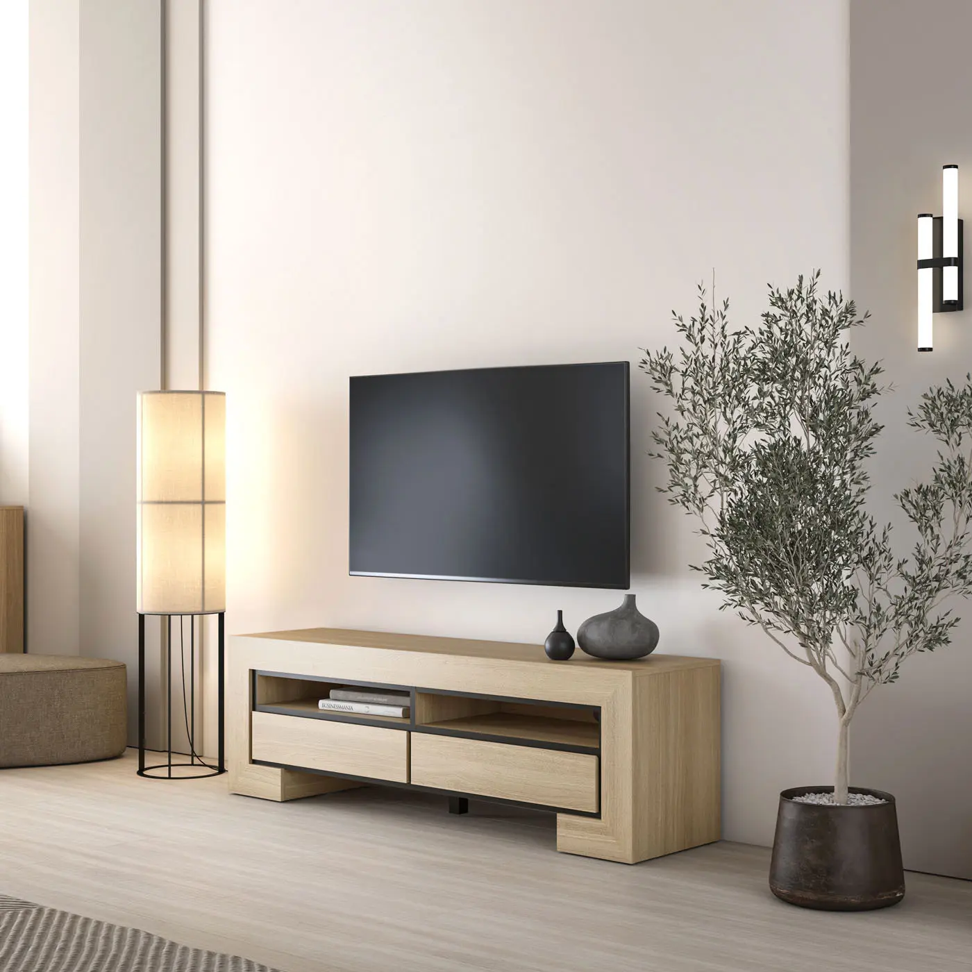 Tumba pentru TV Helvetia Cuba II 24DEOC40 (Elegant Oak/Black) - 7