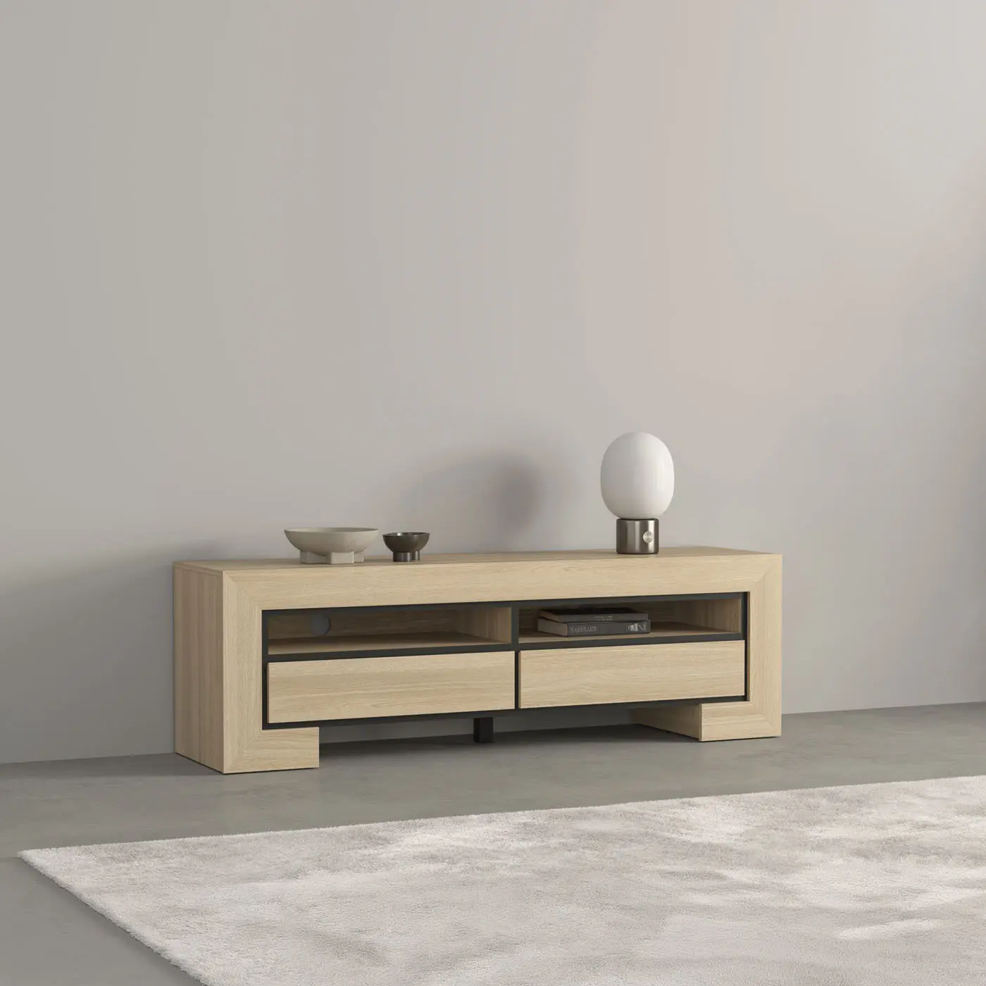 Tumba pentru TV Helvetia Cuba II 24DEOC40 (Elegant Oak/Black) - 8