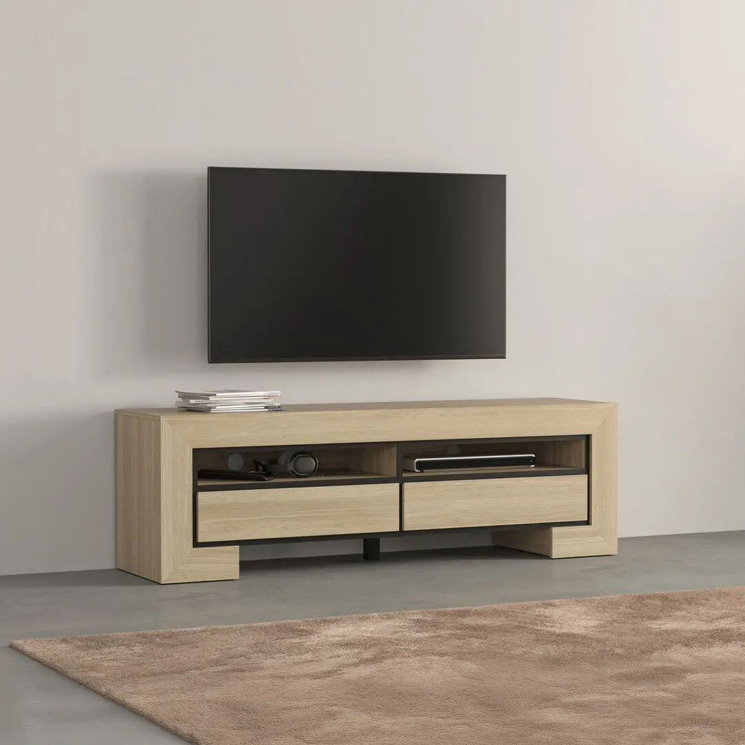 Tumba pentru TV Helvetia Cuba II 24DEOC40 (Elegant Oak/Black)