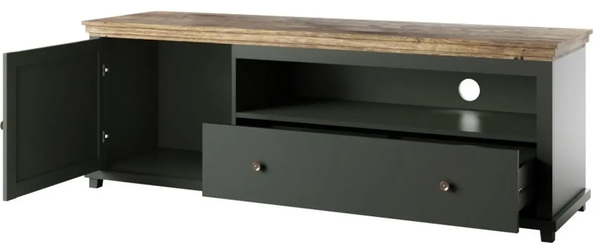 Tumba pentru TV Helvetia Evora №40 1D1S (Green/Lefkas Oak)
