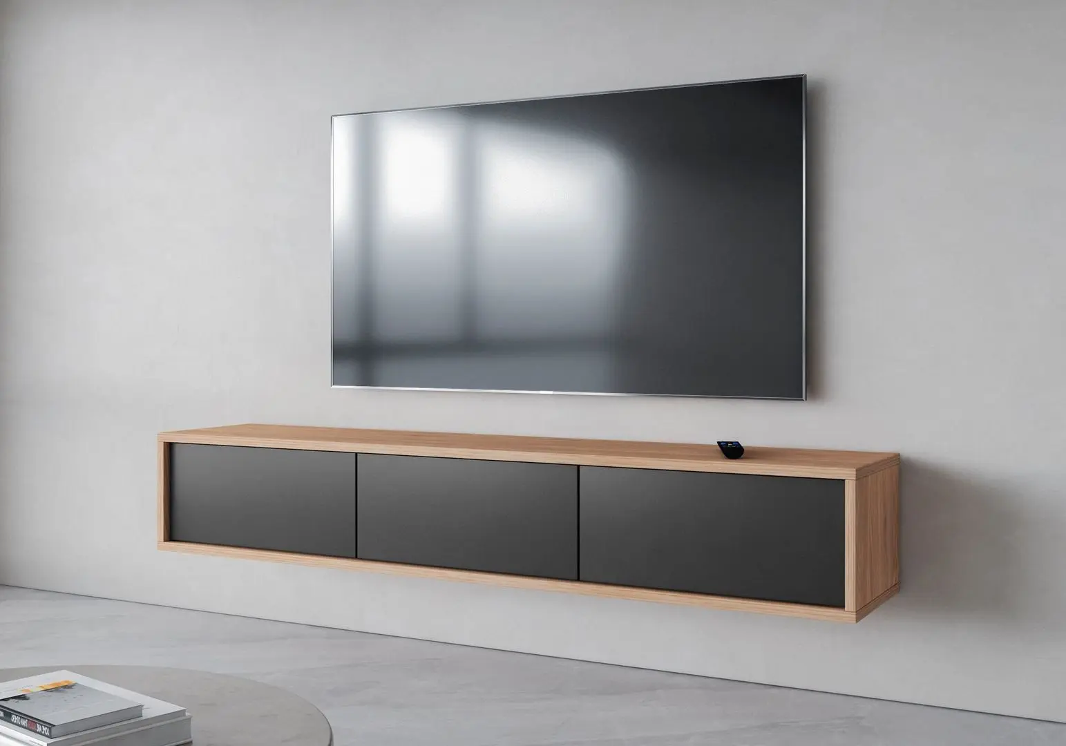 Tumba pentru TV Helvetia Frida 180 (Anthracite/Natural Oak)