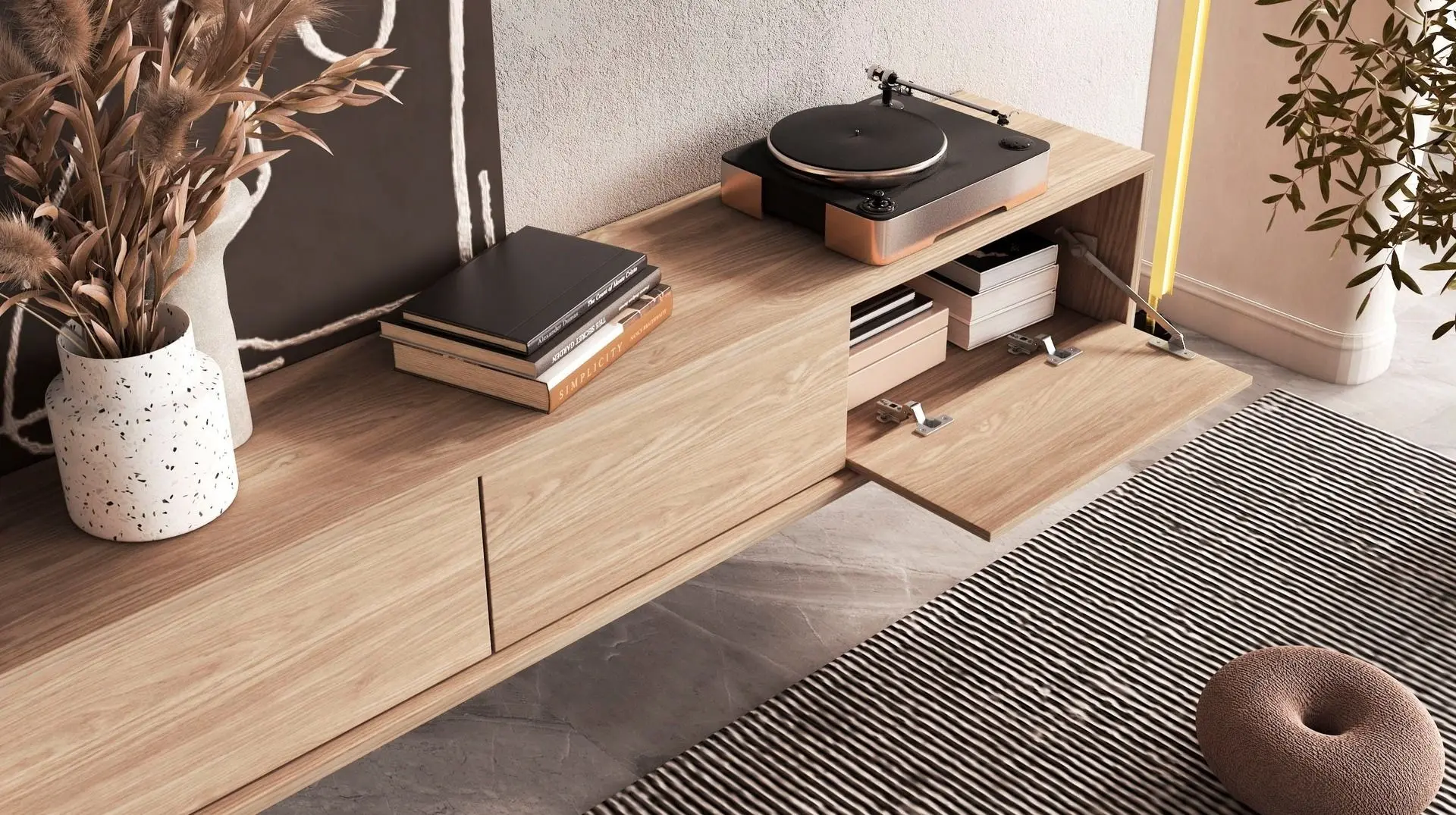 Tumba pentru TV Helvetia Frida 180 (Natural Oak)