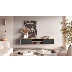 Tumba pentru TV Helvetia Frida 2D (Anthracite/Oak)