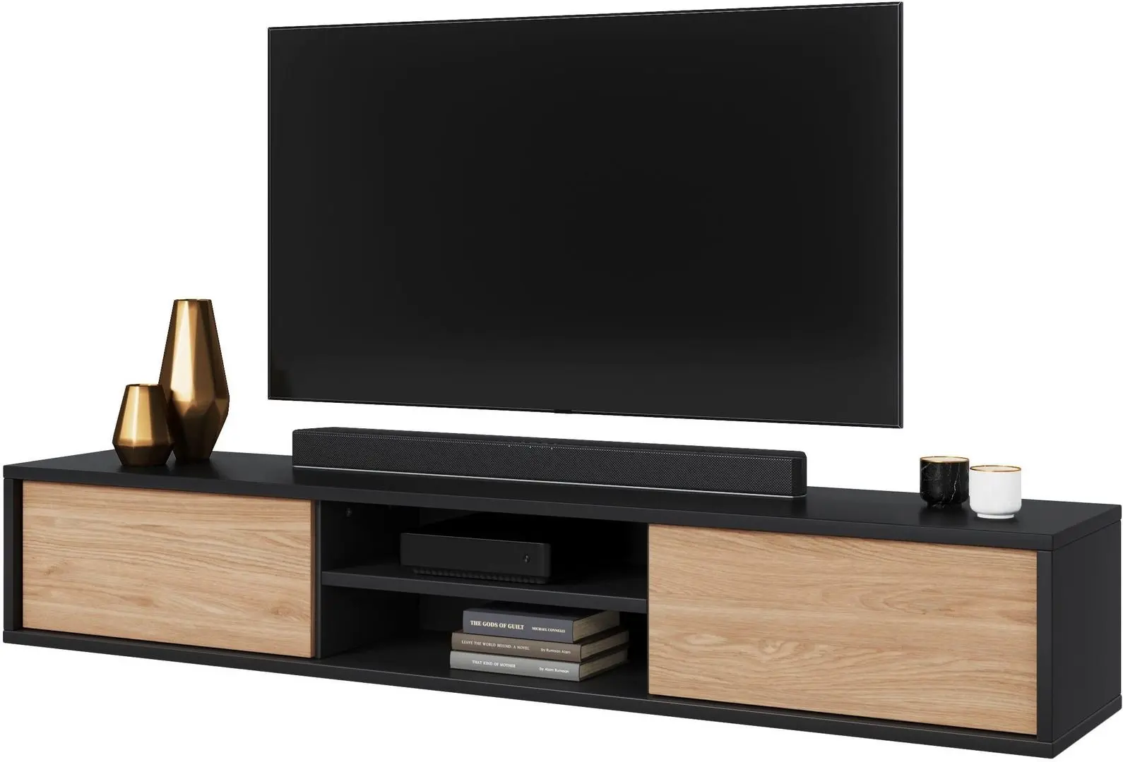 Тумба РТВ Helvetia Frida 2D (Natural Oak/Anthracite)