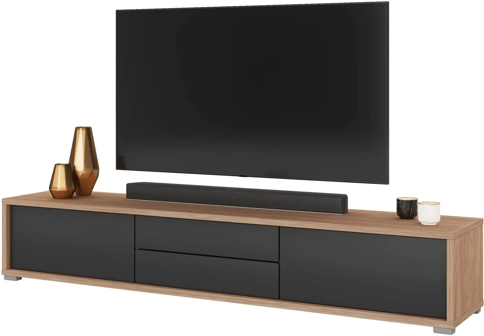 Тумба РТВ Helvetia Frida 2D2S (Anthracite/Natural Oak)