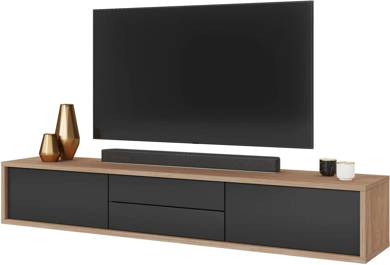 Тумба РТВ Helvetia Frida 2D2S (Anthracite/Natural Oak)