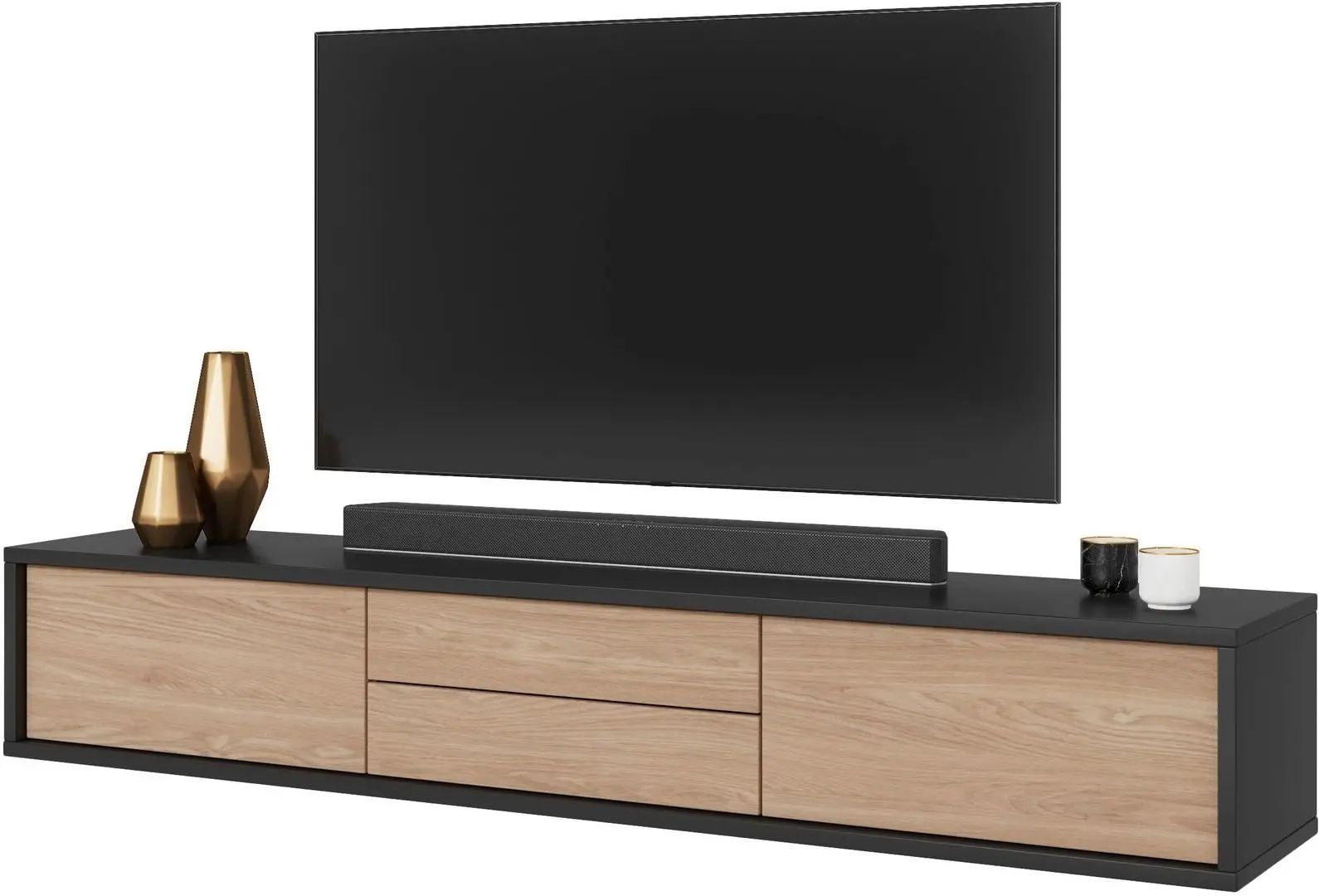 Tumba pentru TV Helvetia Frida 2D2S (Anthracite/Oak)