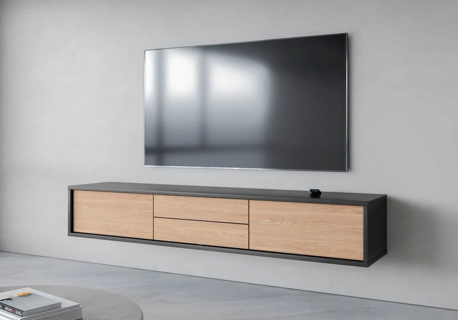 Tumba pentru TV Helvetia Frida 2D2S (Anthracite/Oak)