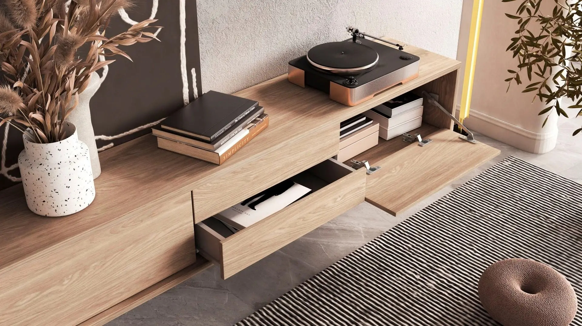 Tumba pentru TV Helvetia Frida 2D2S (Natural Oak)