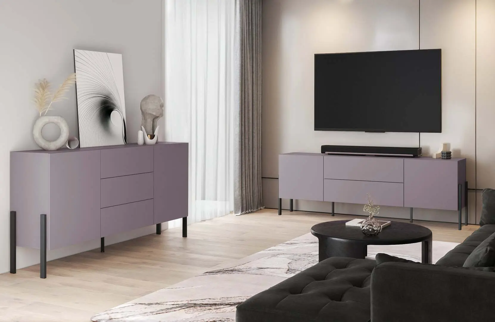 Tumba TV Helvetia Jukon 2D2SZ 204 cm (Plum/Black) - 2