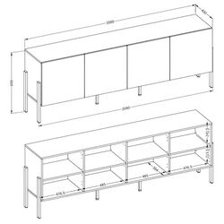 Tumba TV Helvetia Jukon 4D 204 cm (Cashmere/Black) Thumb