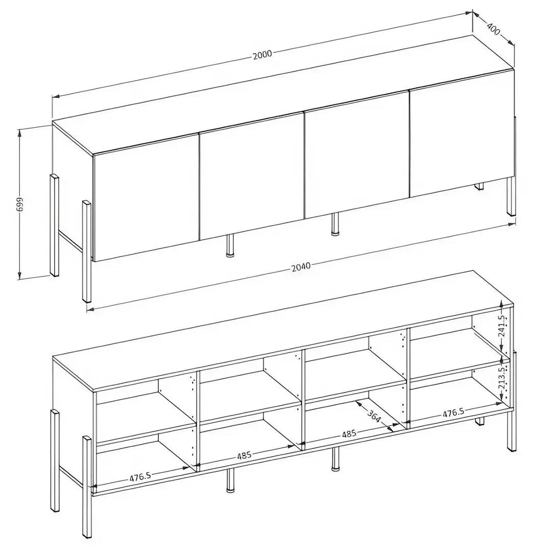 Tumba TV Helvetia Jukon 4D 204 cm (Cashmere/Black)