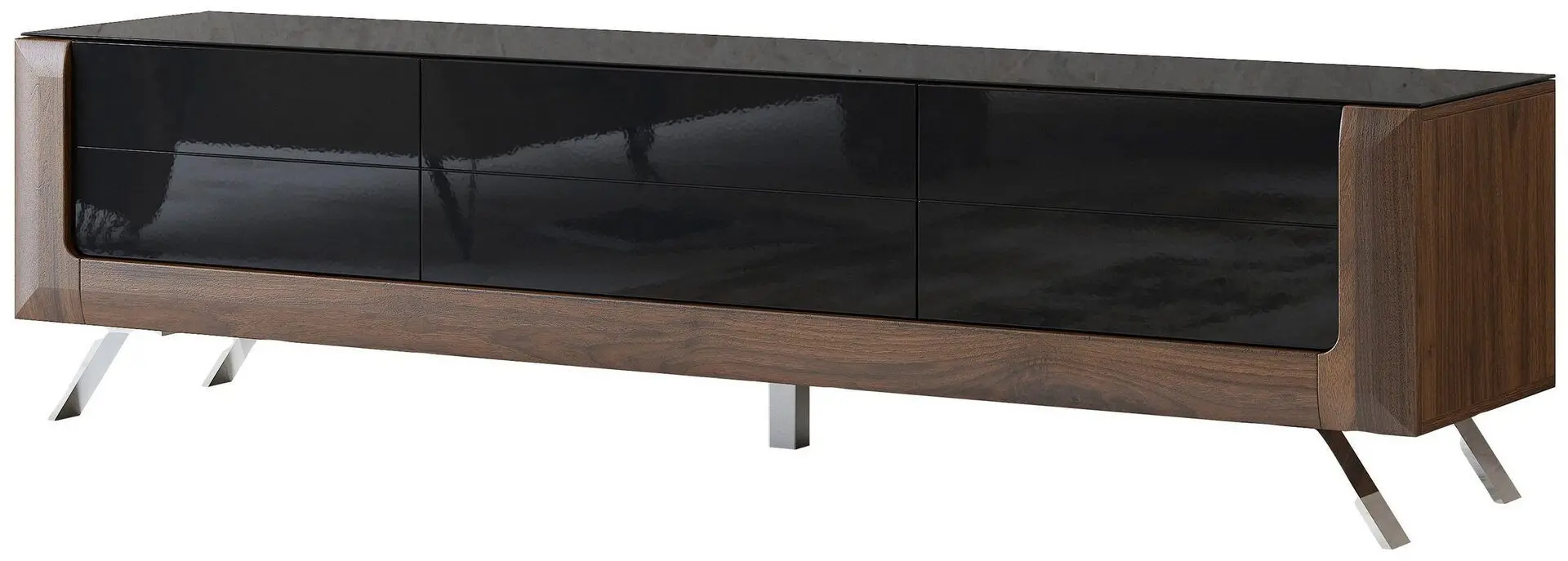 Тумба РТВ Helvetia Kasai 2D1S (Walnut/Black Gloss)
