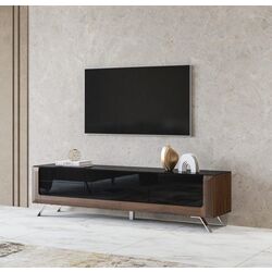 Tumba pentru TV Helvetia Kasai 2D1S (Walnut/Black Gloss)