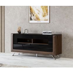 Tumba pentru TV Helvetia Kasai 2S (Walnut/Black Gloss)