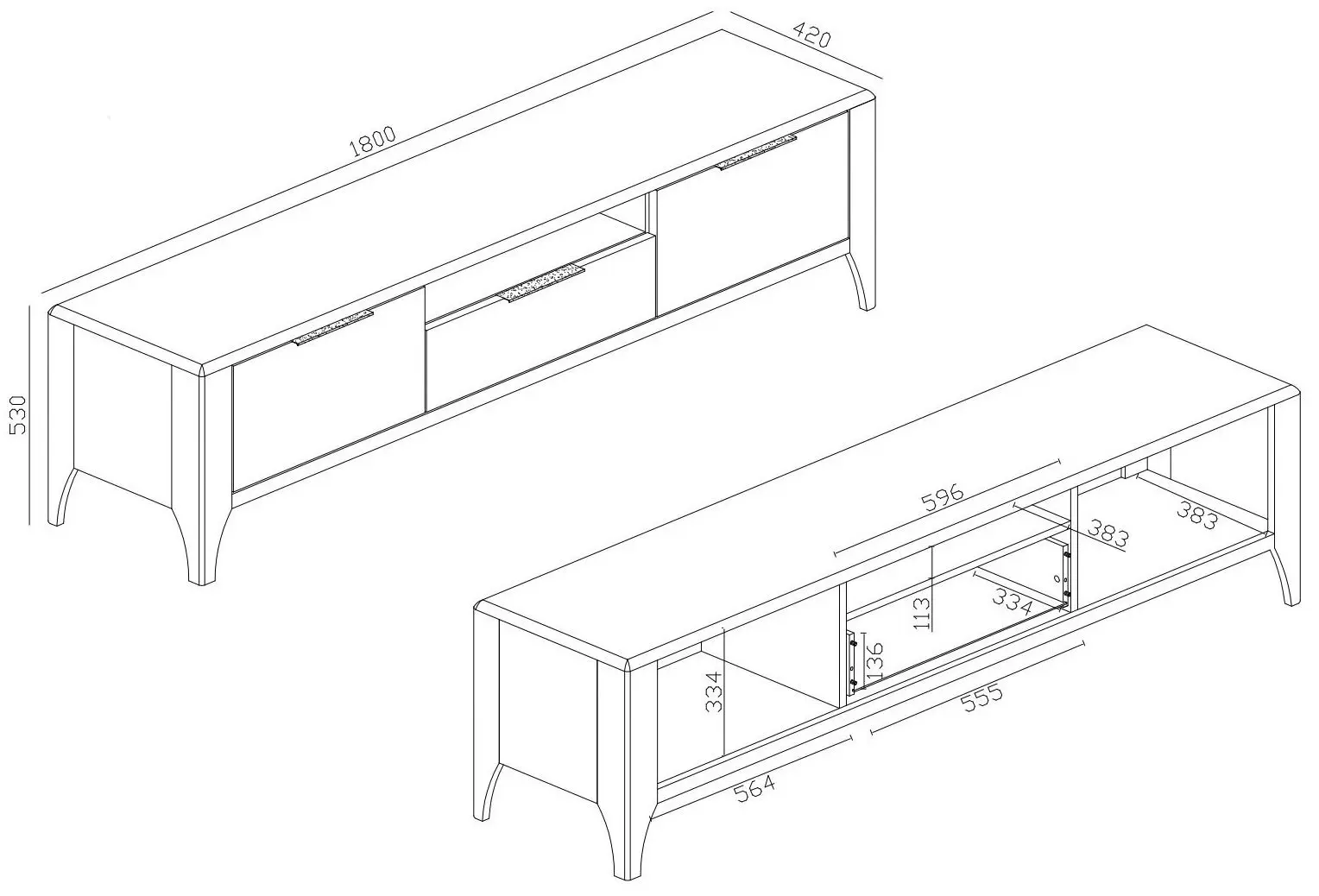 Тумба РТВ Helvetia Malawi 2D1S (Veneer Natural Oak)
