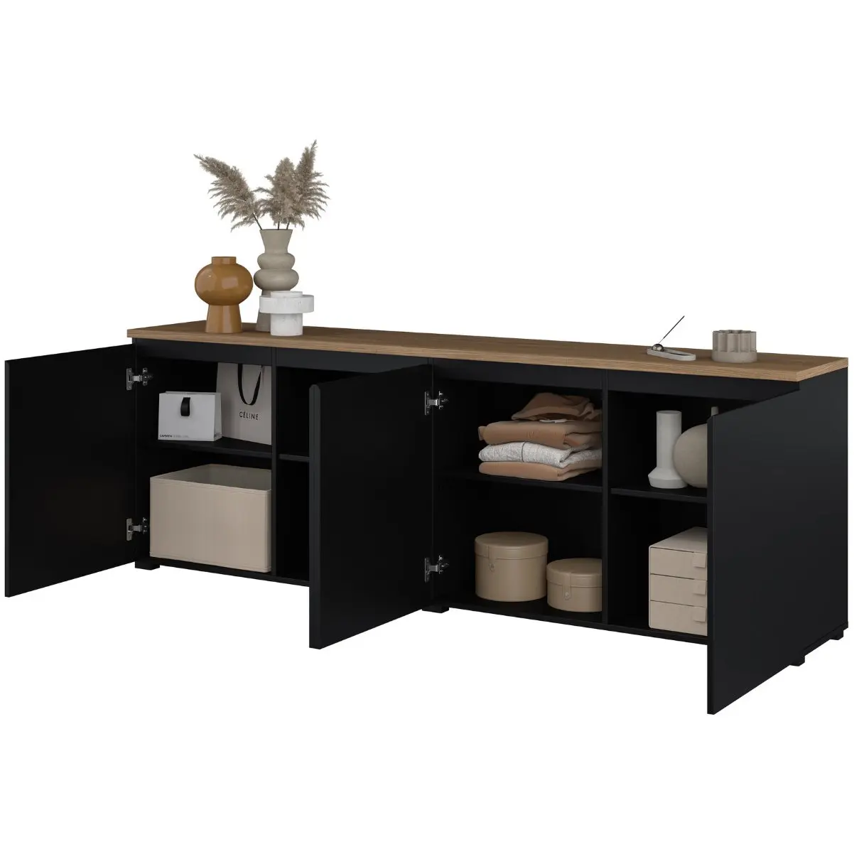 Tumba pentru TV Helvetia Modo 24W5OJ25 (Black Onyks/Mauvella Oak) - 5