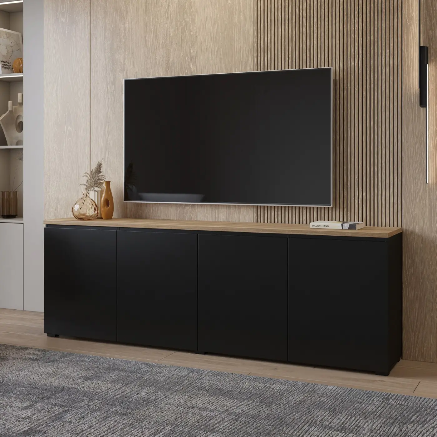 Tumba pentru TV Helvetia Modo 24W5OJ25 (Black Onyks/Mauvella Oak) - 6