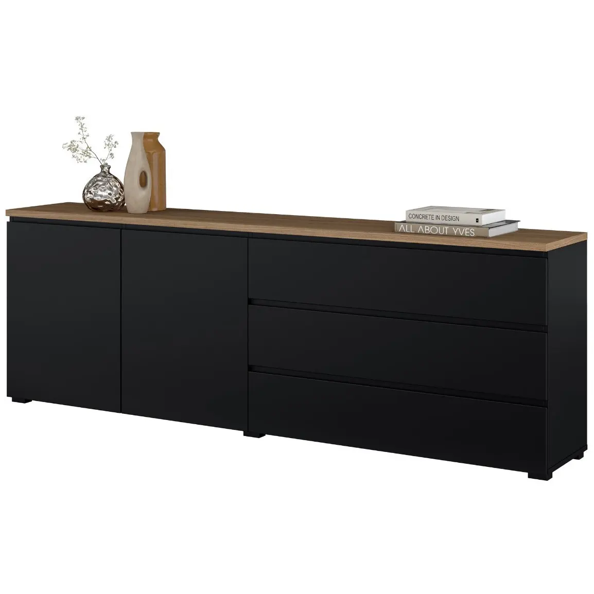 Tumba pentru TV Helvetia Modo 24W5OJ28 (Black Onyks/Mauvella Oak) - 3