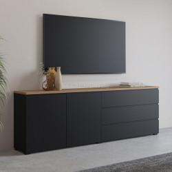 Tumba pentru TV Helvetia Modo 24W5OJ28 (Black Onyks/Mauvella Oak)