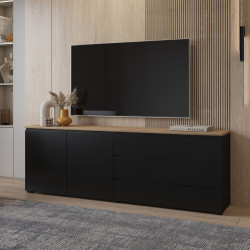 Tumba pentru TV Helvetia Modo 24W5OJ28 (Black Onyks/Mauvella Oak) Thumb