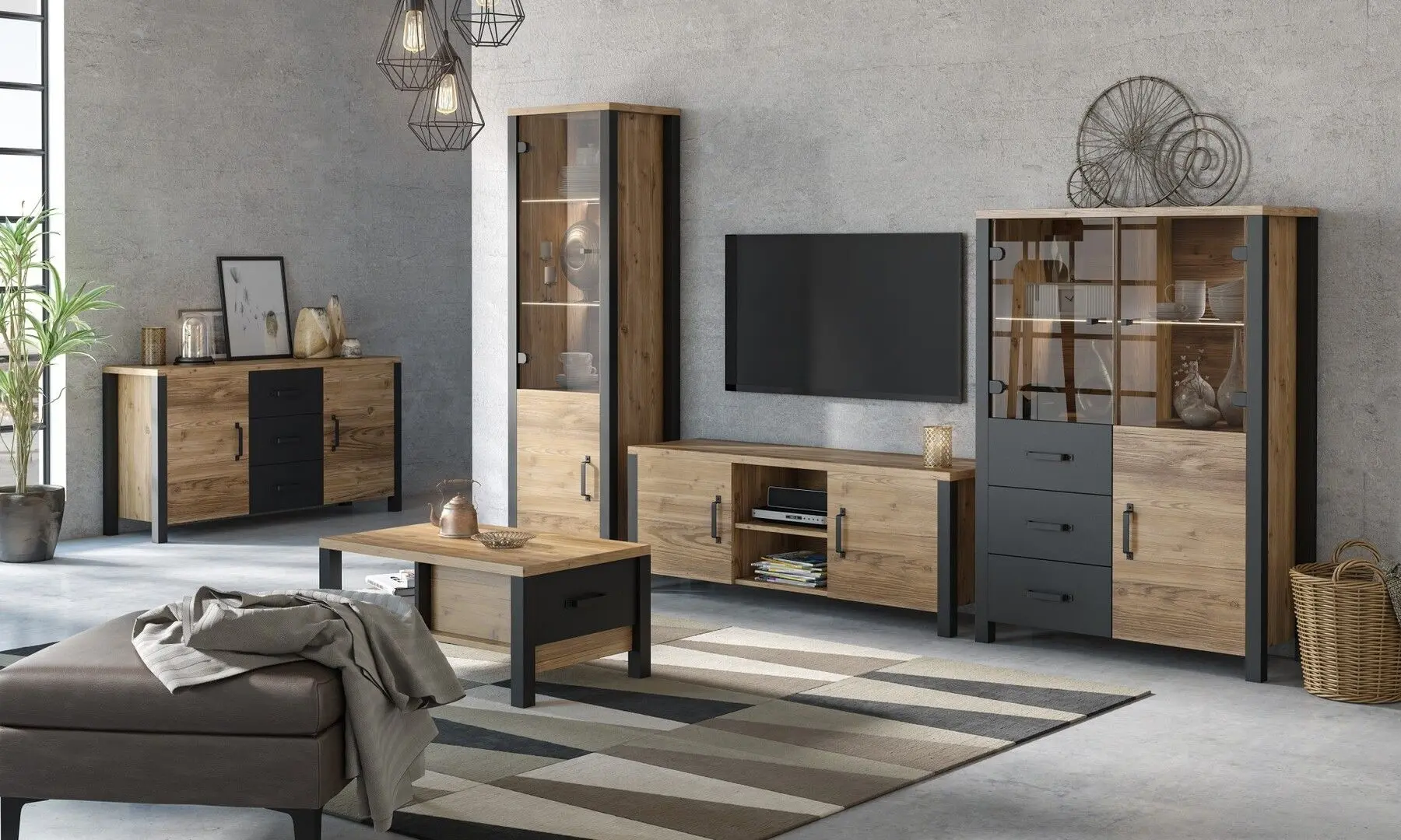 Tumba pentru TV Helvetia Olin №41 2D (Spruce Appenzeller/Black Matt)