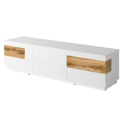Tumba pentru TV Helvetia Silke №40 6S (White/White Gloss/Wotan Oak)