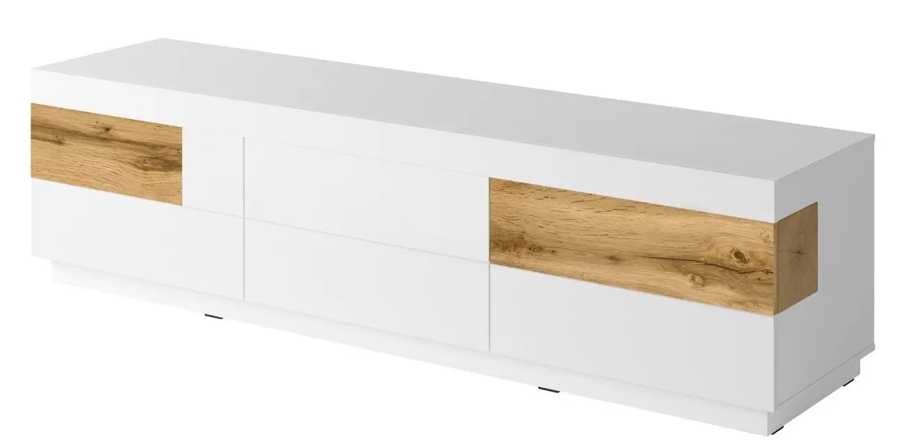 Тумба РТВ Helvetia Silke №40 6S (White/White Gloss/Wotan Oak)