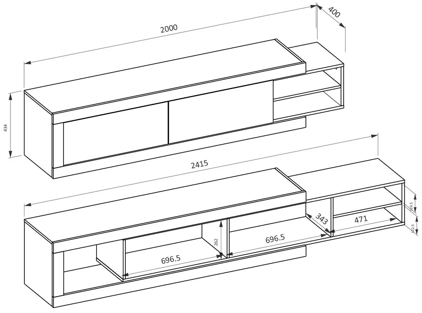 Тумба РТВ Helvetia Sintra №40 2KL (Samdal Oak/White/White Gloss)