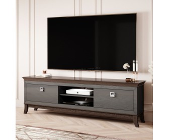 Tumba pentru TV Helvetia Tisaro 2S (Anthracite Gloss/Chocolate Oak)