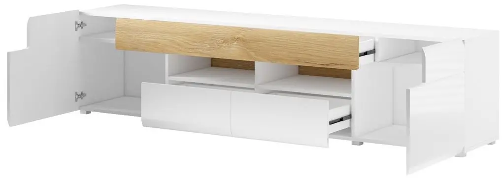 Тумба РТВ Helvetia Toledo №40 2D3S (White Gloss/Sanremo Oak Light)