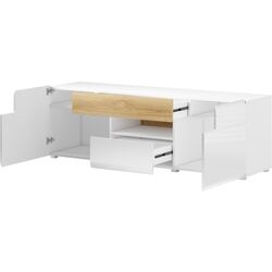 Tumba pentru TV Helvetia Toledo №41 2D2S (White Gloss/Sanremo Oak Light) Thumb