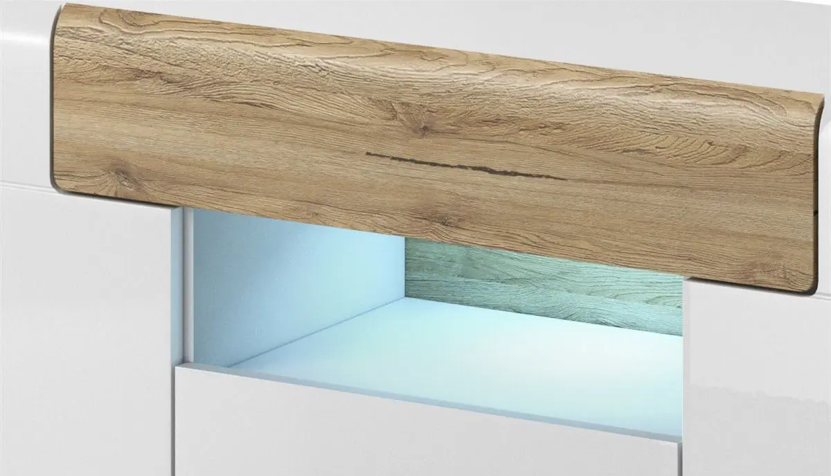 Tumba pentru TV Helvetia Toledo №41 2D2S (White Gloss/Sanremo Oak Light)