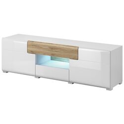 Tumba pentru TV Helvetia Toledo №41 2D2S (White Gloss/Sanremo Oak Light)