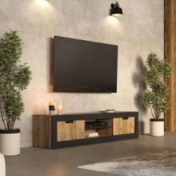 Tumba pentru TV Helvetia Tudor 24WSNZ40 (Samdal Oak/Black Matte)